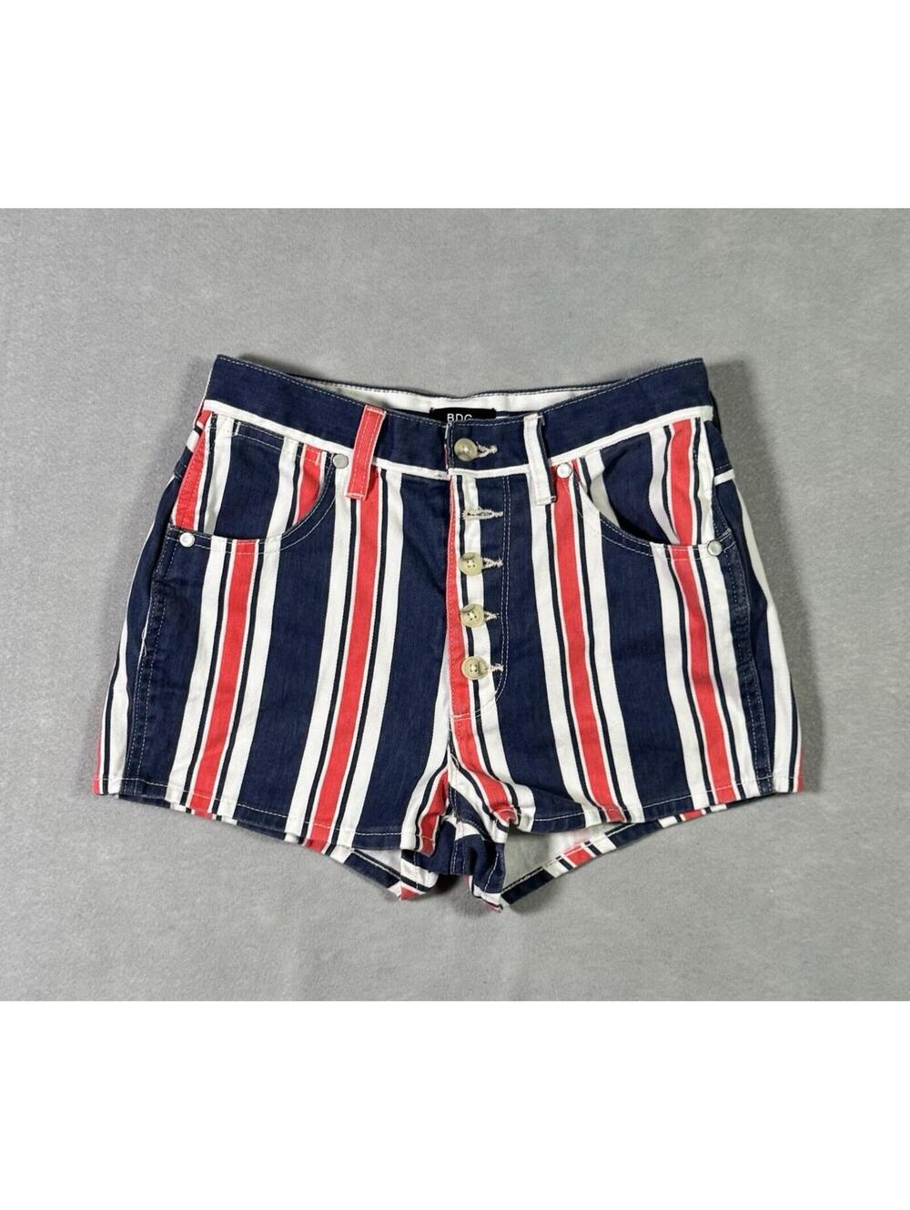BDG Urban Outfitters Striped High Waist Denim Mom Shorts Size 25